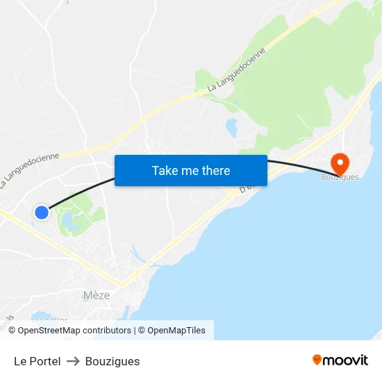 Le Portel to Bouzigues map
