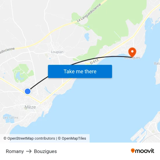 Romany to Bouzigues map