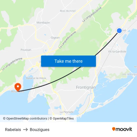 Rabelais to Bouzigues map