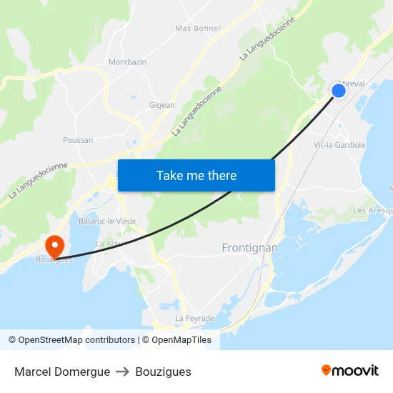 Marcel Domergue to Bouzigues map