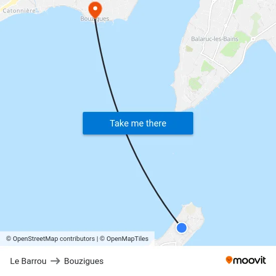 Le Barrou to Bouzigues map