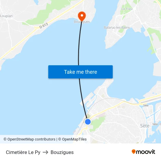 Cimetière Le Py to Bouzigues map