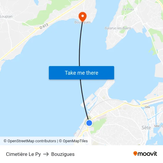 Cimetière Le Py to Bouzigues map