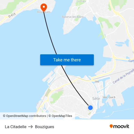 La Citadelle to Bouzigues map