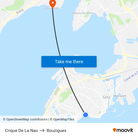 Crique De La Nau to Bouzigues map