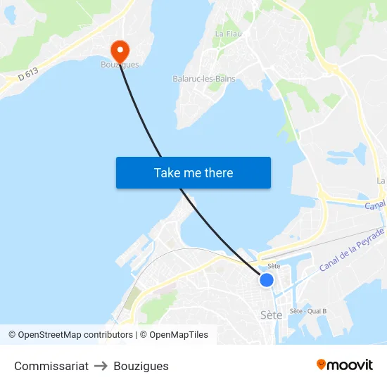 Commissariat to Bouzigues map