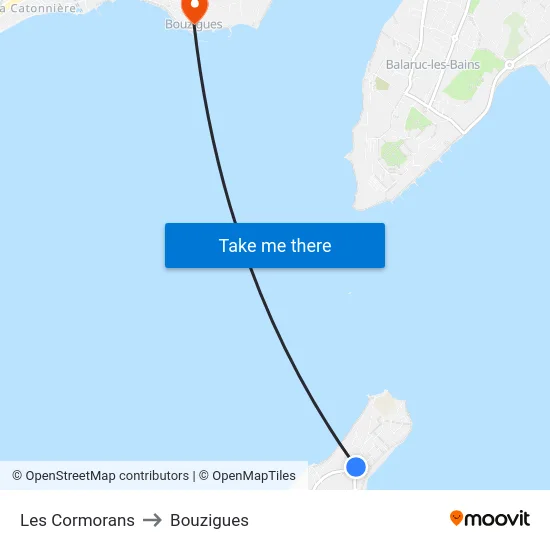 Les Cormorans to Bouzigues map