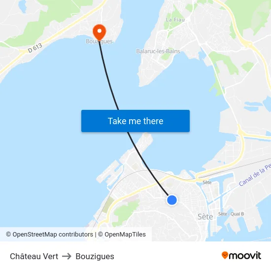 Château Vert to Bouzigues map