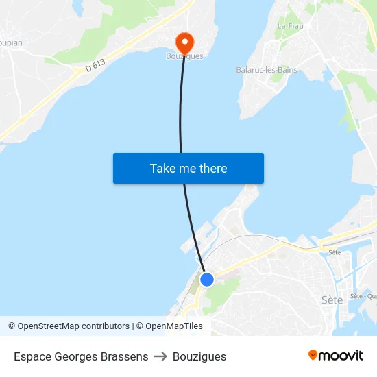 Espace Georges Brassens to Bouzigues map