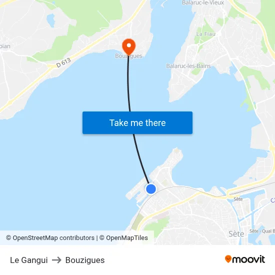 Le Gangui to Bouzigues map