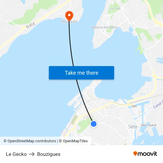 Le Gecko to Bouzigues map