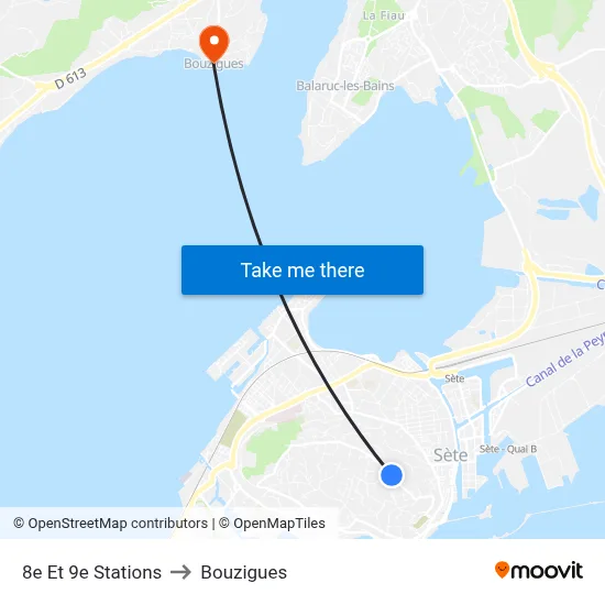 8e Et 9e Stations to Bouzigues map