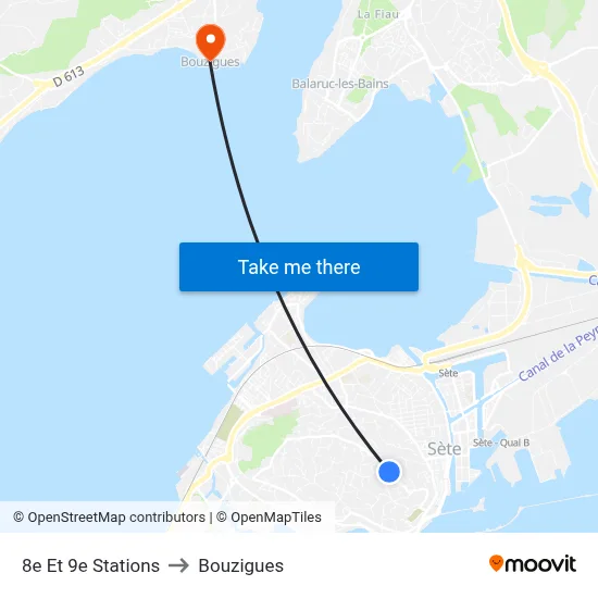 8e Et 9e Stations to Bouzigues map