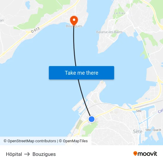 Hôpital to Bouzigues map