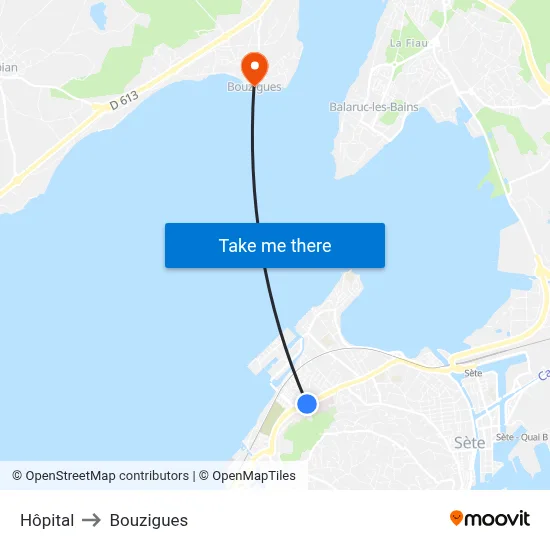 Hôpital to Bouzigues map