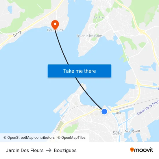 Jardin Des Fleurs to Bouzigues map