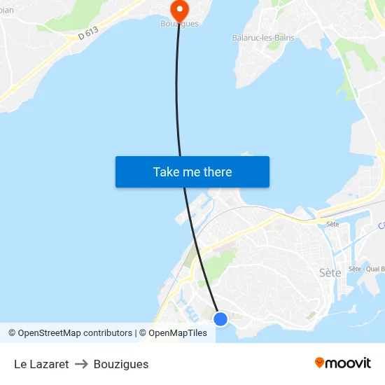 Le Lazaret to Bouzigues map