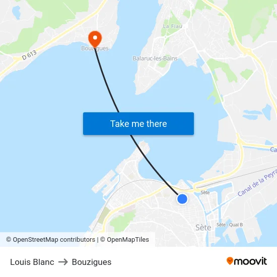 Louis Blanc to Bouzigues map