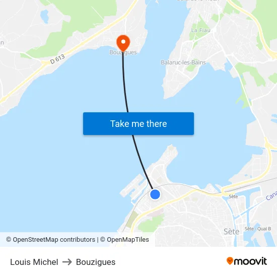 Louis Michel to Bouzigues map