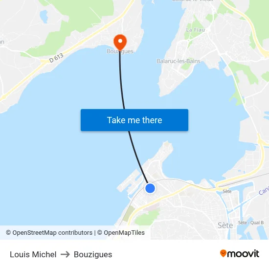 Louis Michel to Bouzigues map