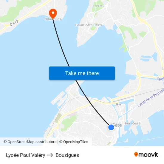 Lycée Paul Valéry to Bouzigues map