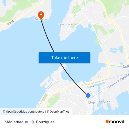 Médiathèque to Bouzigues map