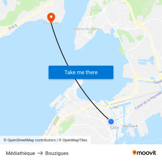 Médiathèque to Bouzigues map