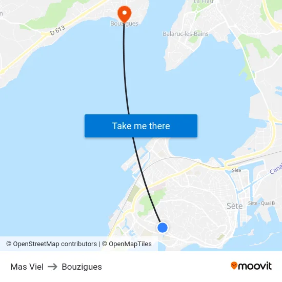 Mas Viel to Bouzigues map