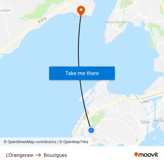 L'Orangeraie to Bouzigues map