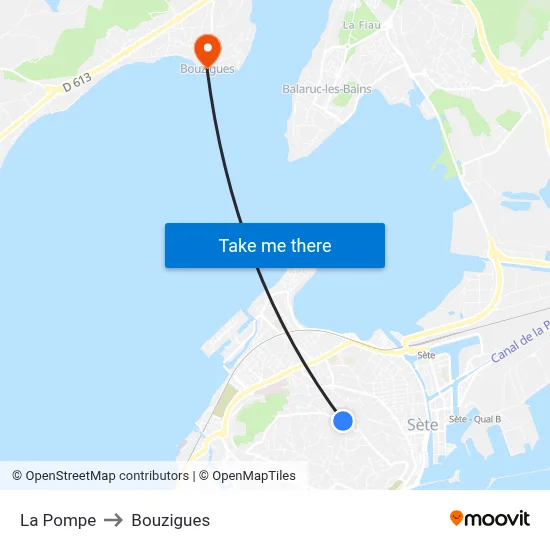 La Pompe to Bouzigues map