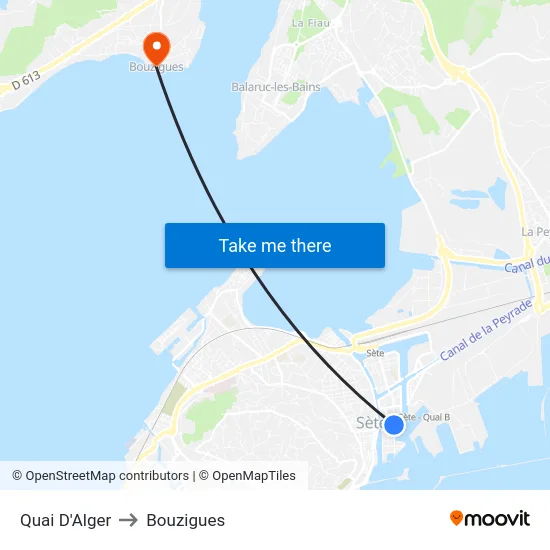 Quai D'Alger to Bouzigues map