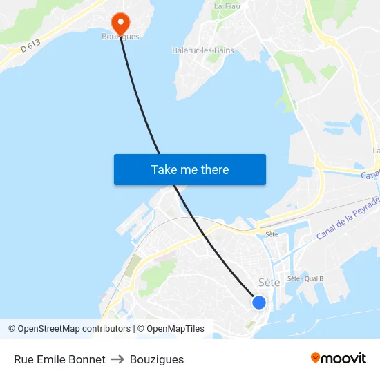 Rue Emile Bonnet to Bouzigues map