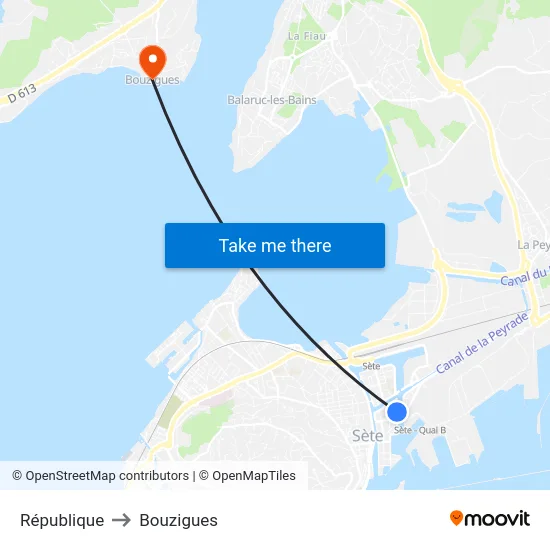 République to Bouzigues map