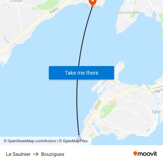 Le Saulnier to Bouzigues map