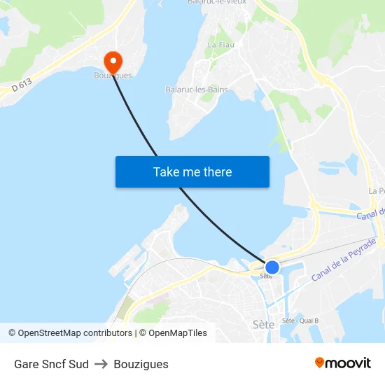 Gare Sncf Sud to Bouzigues map