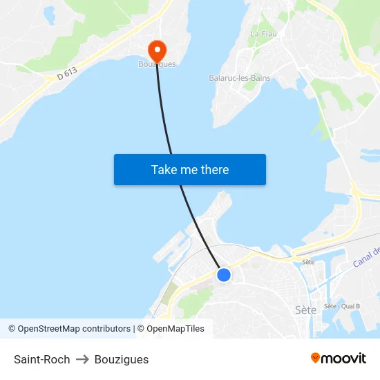 Saint-Roch to Bouzigues map