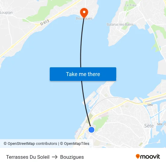 Terrasses Du Soleil to Bouzigues map