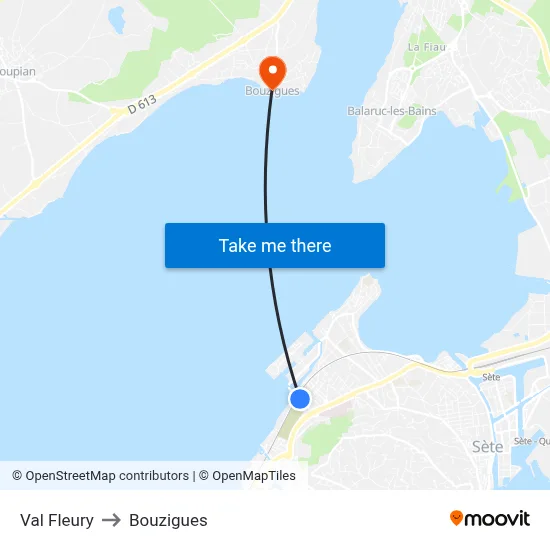 Val Fleury to Bouzigues map