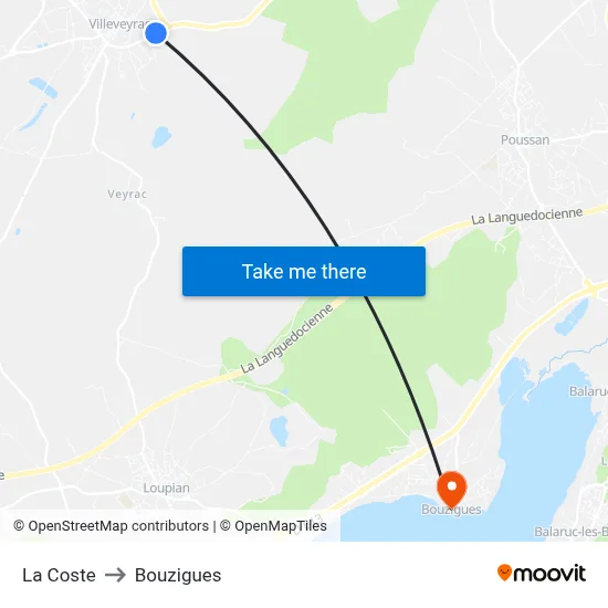 La Coste to Bouzigues map