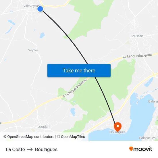 La Coste to Bouzigues map