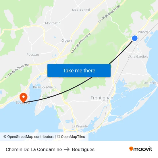 Chemin De La Condamine to Bouzigues map