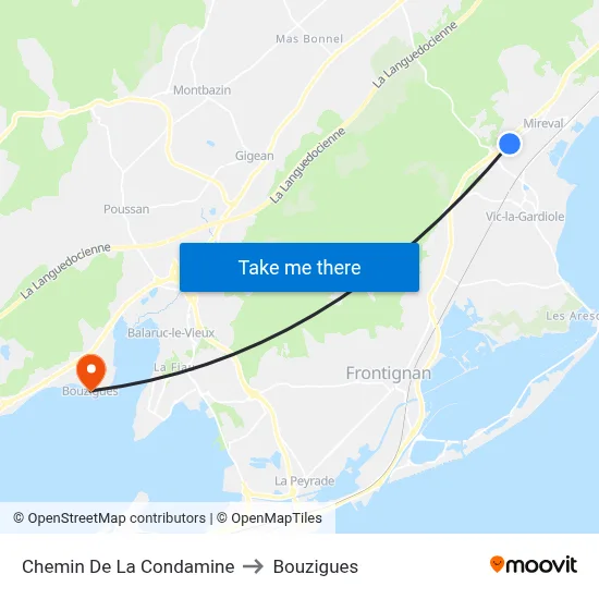 Chemin De La Condamine to Bouzigues map