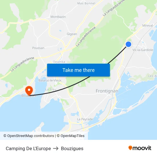 Camping De L'Europe to Bouzigues map