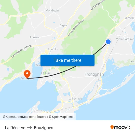 La Réserve to Bouzigues map