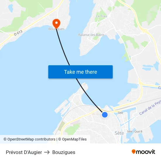 Prévost D'Augier to Bouzigues map