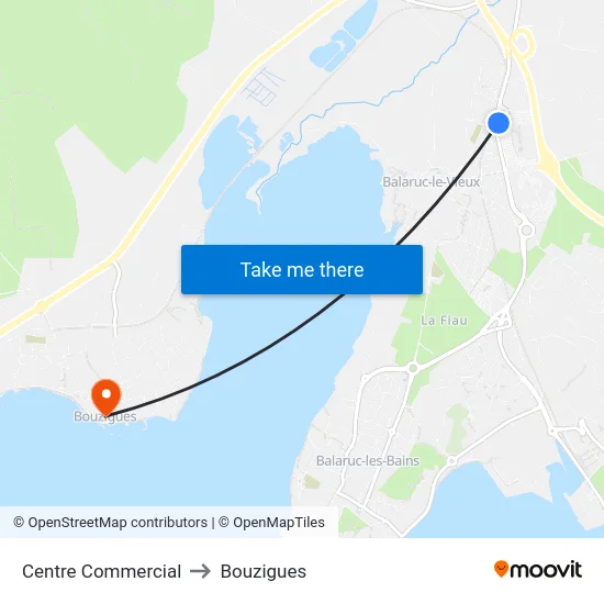 Centre Commercial to Bouzigues map