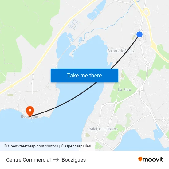 Centre Commercial to Bouzigues map