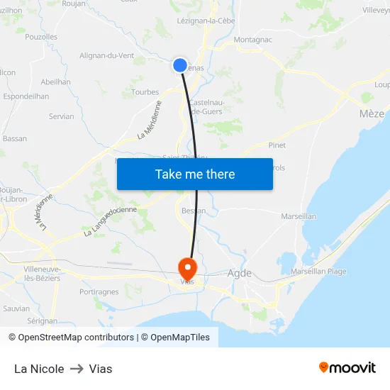 La Nicole to Vias map