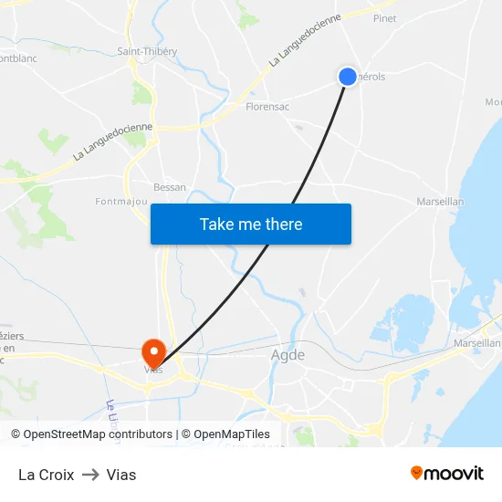 La Croix to Vias map