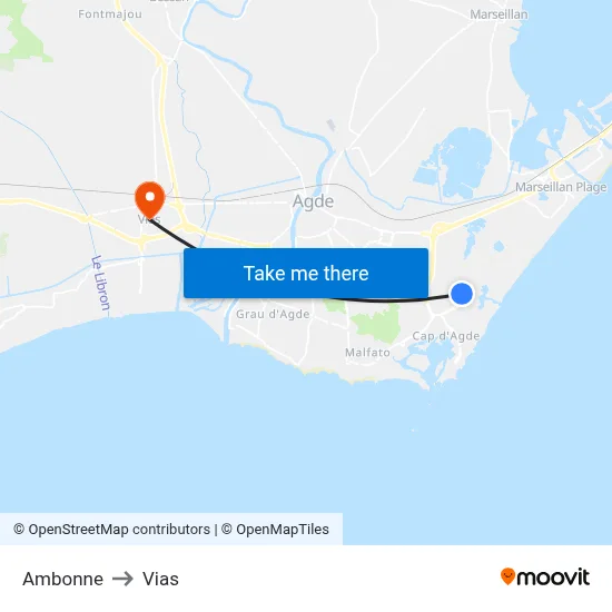 Ambonne to Vias map